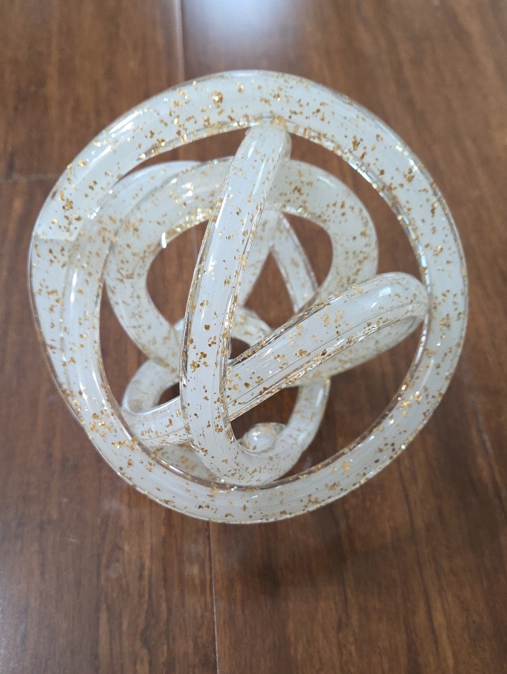 NEW ANTHROPOLOGIE GLASS KNOT CLEAR WITH GOLD FLECKS